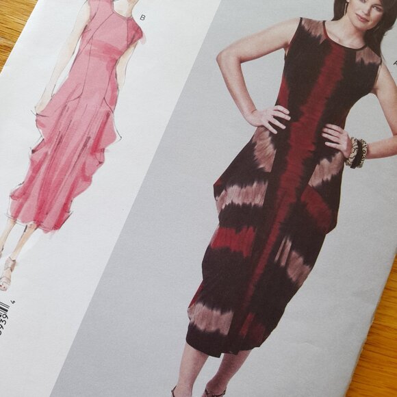 Dress Sewing Pattern Size 32"-55" Bust Vogue 1234 Artsy Loose Pullover UNCUT - Picture 4 of 10